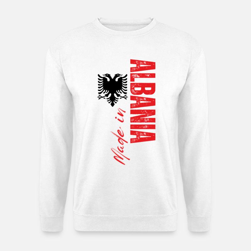 Made in Albania, Albanien Flagge - Unisex Pullover - Weiß