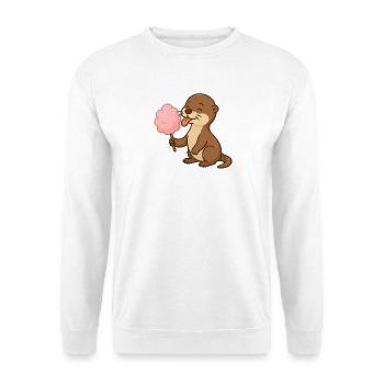 Niedliches Otter mit Zuckerwatte - Unisex Pullover - Weiß - Vorne