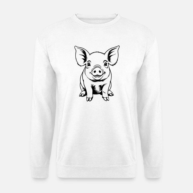Pig Sow Piglet Piglet Sketch Drawing - Unisex Sweatshirt - white