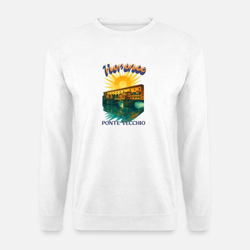 Florence - Ponte Vecchio Retro Vintage Design - Unisex Pullover - Weiß