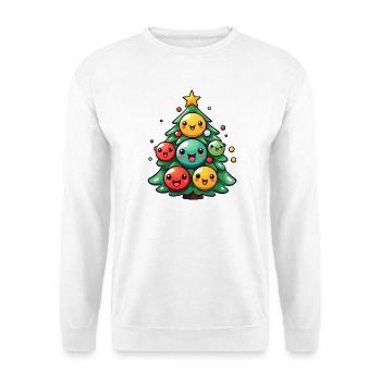 Sapin de Noël kawaii avec des ornements joyeux - Sweat-shirt Unisexe - blanc - Devant