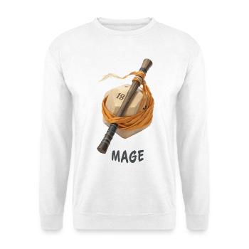 W20 mit Zauberstab – Mage Fantasy Dice - Unisex Pullover - Weiß - Vorne