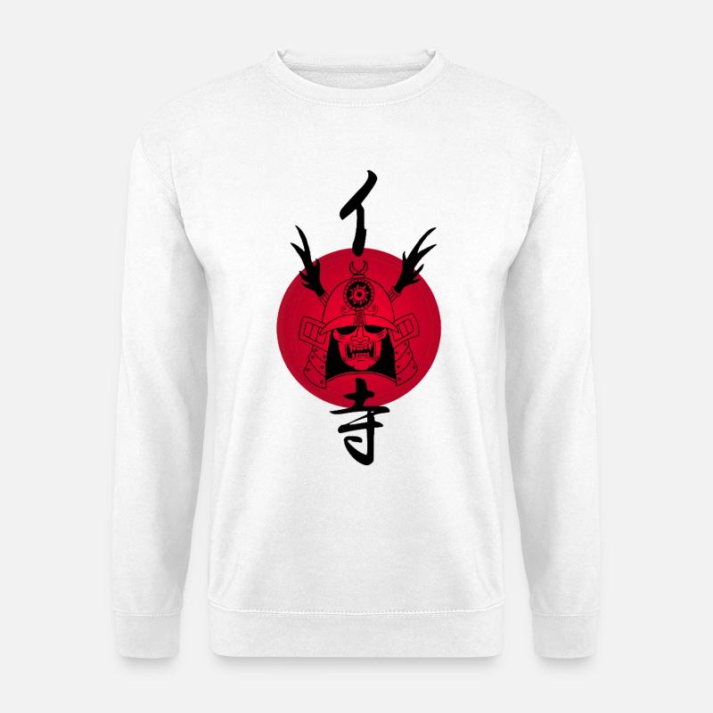 Schwarzer Samurai und Rote Sonne - Unisex Pullover - Weiß