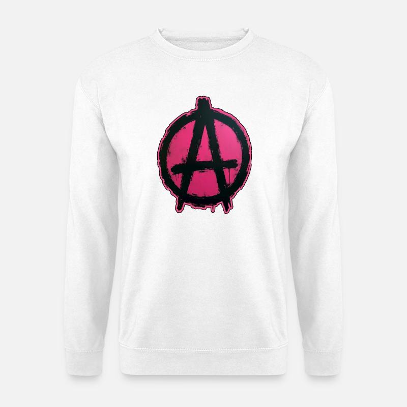 Pink Anarchy on Black Circle - Unisex Sweatshirt - white