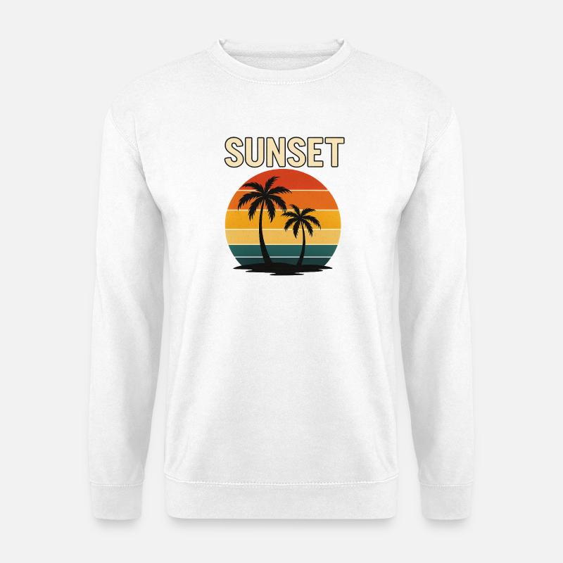 Sunset Palm Retro Glow - Unisex Pullover - Weiß