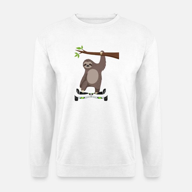 Sloth Chilling Hoverboard Cartoon Technique Same - Unisex Sweatshirt - white