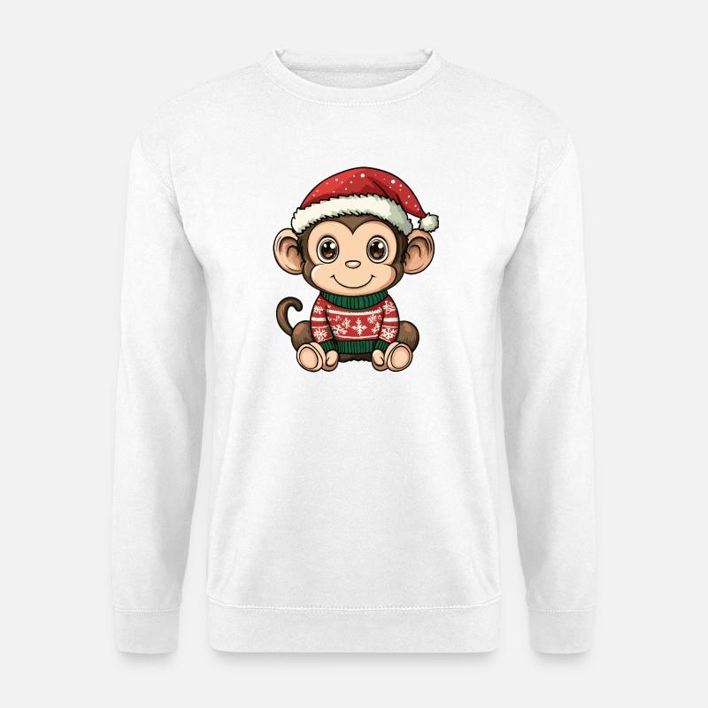 Affe Weihnachten - Unisex Pullover - Weiß