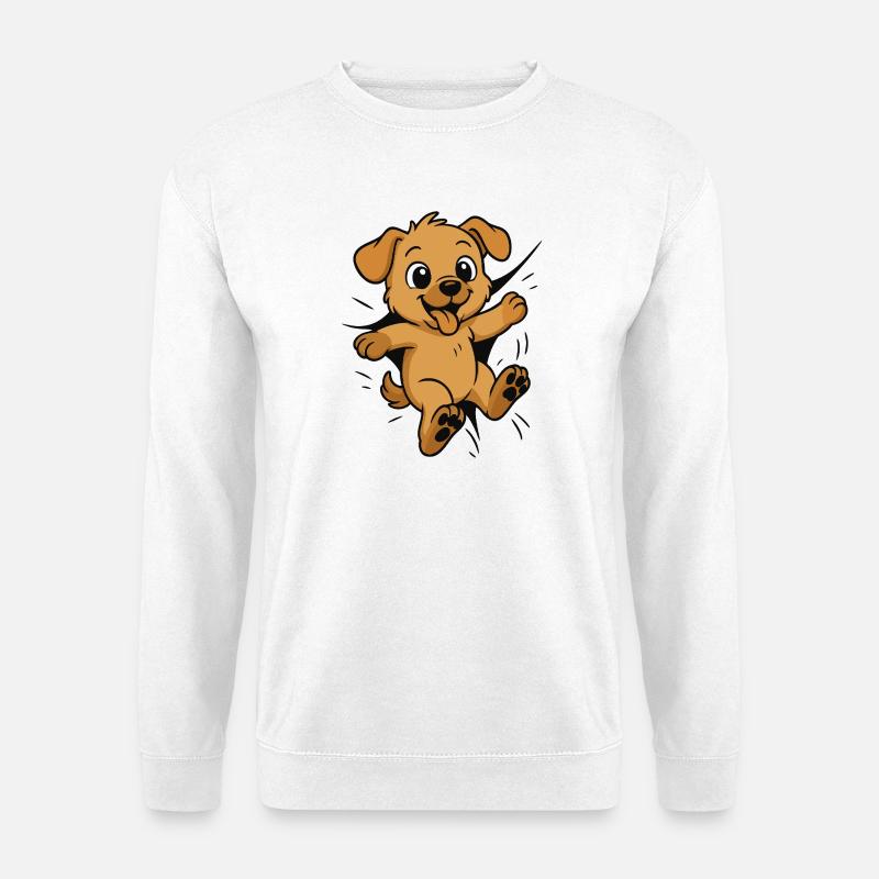 Süßer Comic Hundewelpe – Kinder & Tierfreunde - Unisex Pullover - Weiß