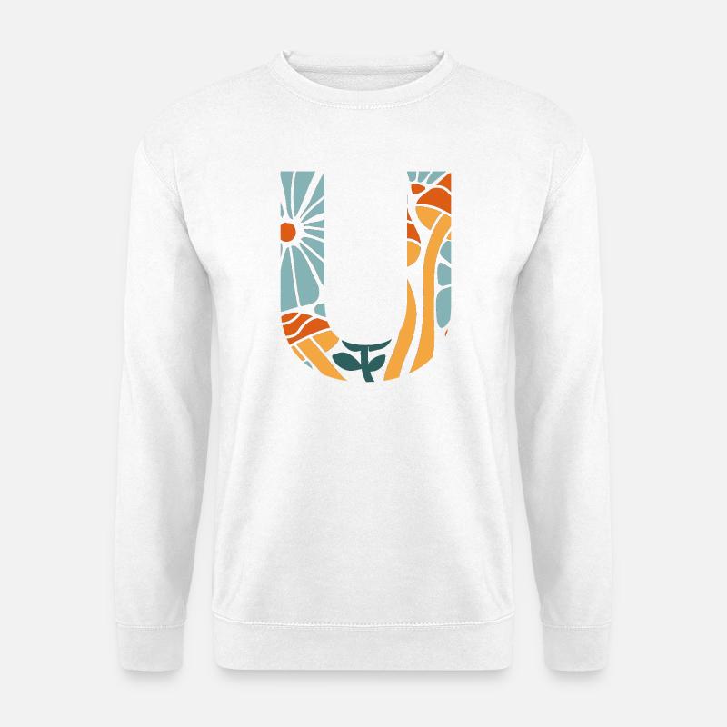 Brief u groovy Blumen Geschenkidee - Unisex Pullover - Weiß
