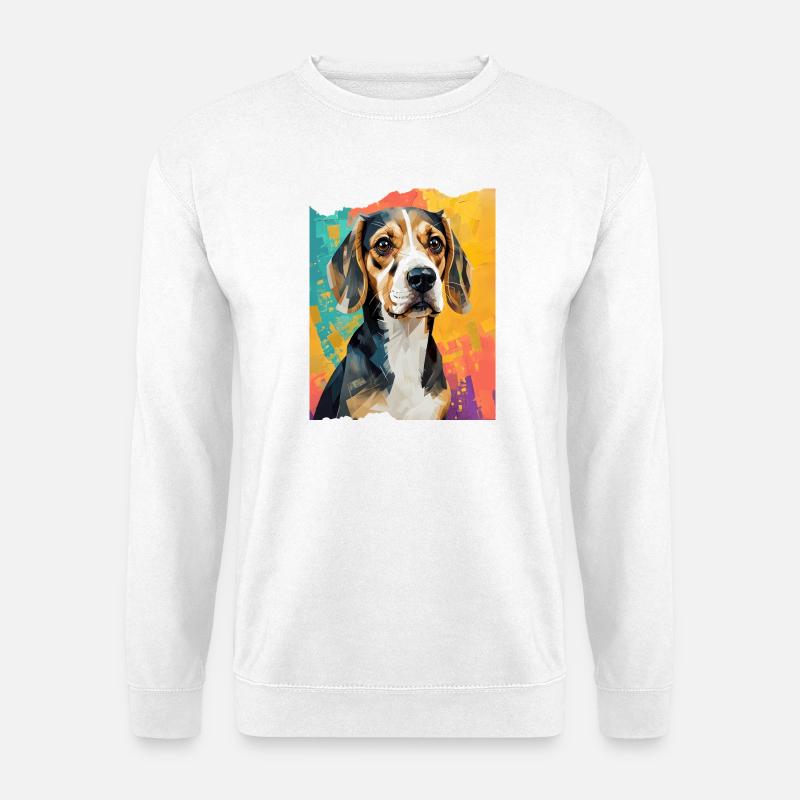 Geometrischer Beagle im Farbausbruch - Unisex Pullover - Weiß
