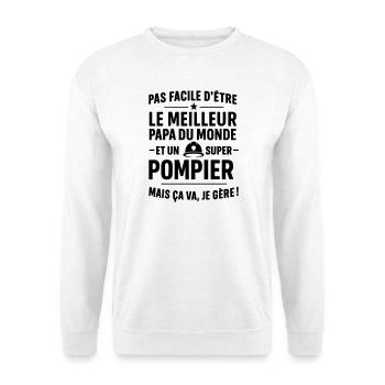Pompier – Super Papa Pompier - Sweat-shirt Unisexe - blanc - Devant