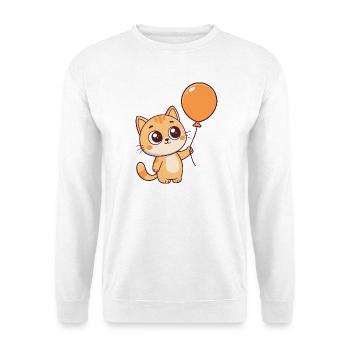 Chaton Ballon Orange Kawaii - Sweat-shirt Unisexe - blanc - Devant
