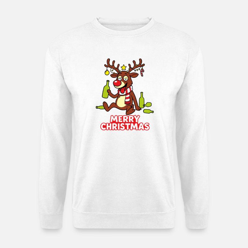 Saufendes Rentier Weihnachtsspaß - Unisex Pullover - Weiß