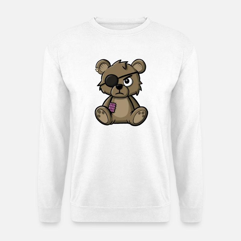 Teddy bear with eye patch - Unisex Sweatshirt - white