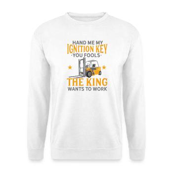 Passe-moi ma clé de contact Opérateur de chariot élévateur King Art - Sweat-shirt Unisexe - blanc - Devant
