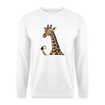 Tired Giraffe with Coffee – Funny Motif - Unisex Sweatshirt - white - Front