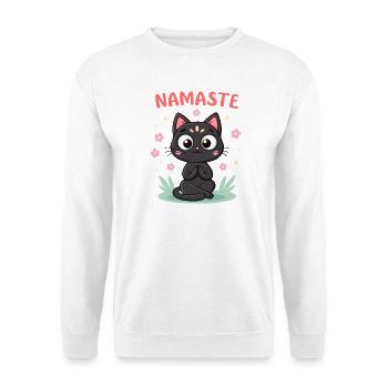 Namaste Chat Zen - Sweat-shirt Unisexe - blanc - Devant