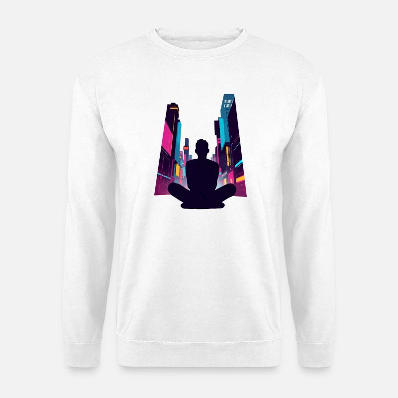 Zen in der Neonstadt - Unisex Pullover - Weiß