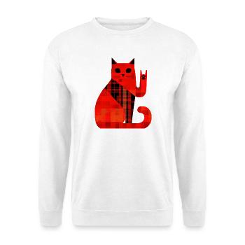 Red Cat Plaid Pattern Modern - Unisex Sweatshirt - white - Front