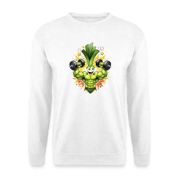 Strong Leek Bodybuilder Illustration - Unisex Sweatshirt - white - Front