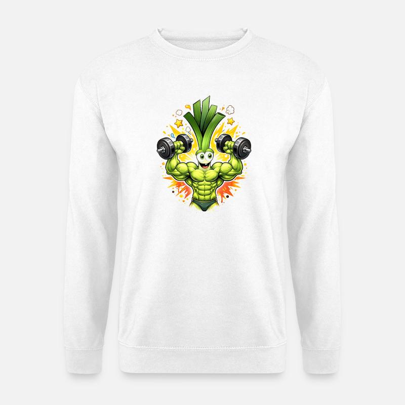 Strong Leek Bodybuilder Illustration - Unisex Sweatshirt - white
