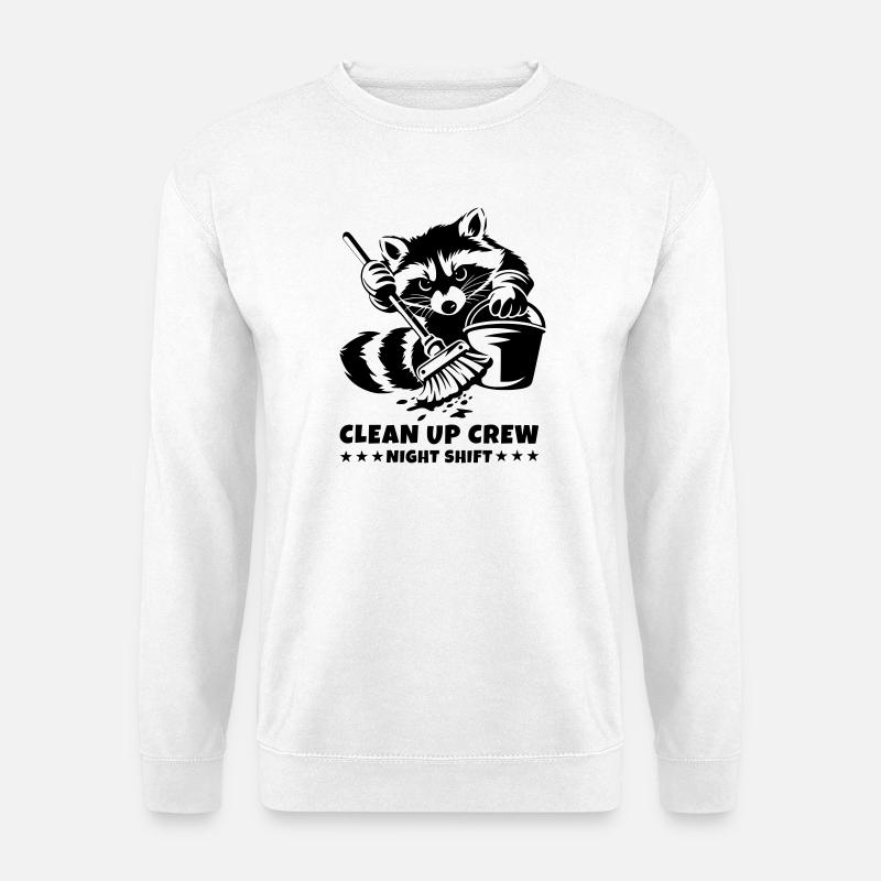 Clean Up Crew – Night Shift Raccoon - Unisex Sweatshirt - white