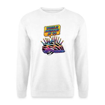 Wheelie Awesome at 40 Pop Art Cycling Birthday - Unisex Sweatshirt - white - Front