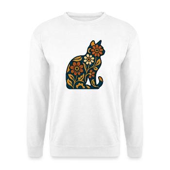 Floral cat silhouette in warmth - Unisex Sweatshirt - white - Front