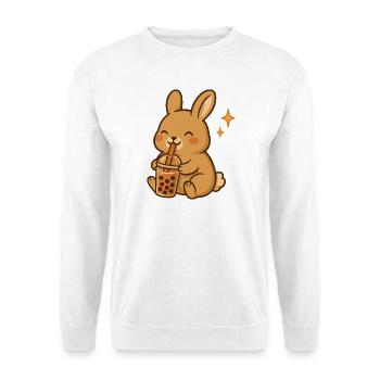 Hase Mit Bubble Tea Kawaii Hase - Unisex Pullover - Weiß - Vorne