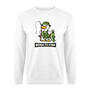 Geboren als Sohn eines Fischenten-Anglers - Unisex Pullover - Weiß - Vorne