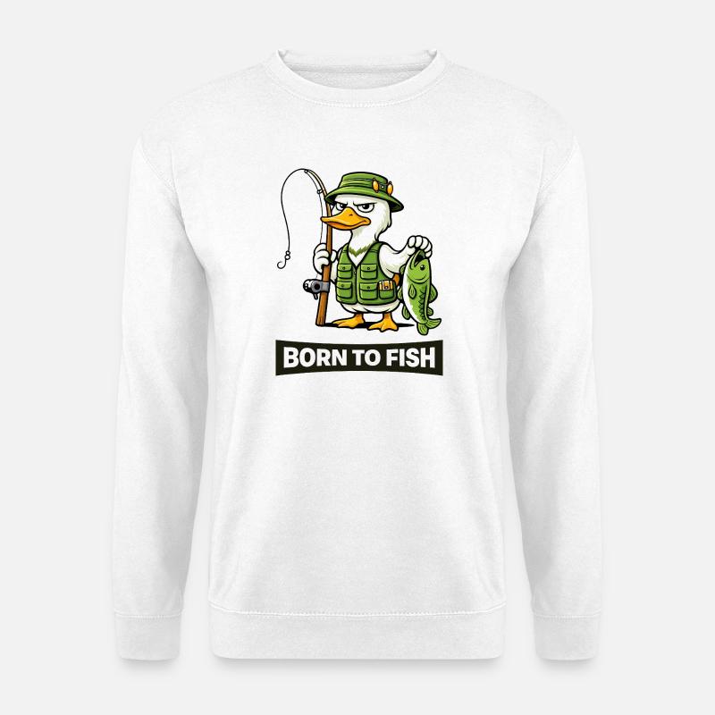Né de pêcheur au canard pêcheur - Sweat-shirt Unisexe - blanc