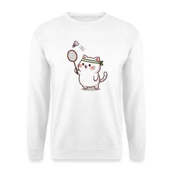 Chat mignon qui joue au badminton - Design sporti - Sweat-shirt Unisexe - blanc - Devant