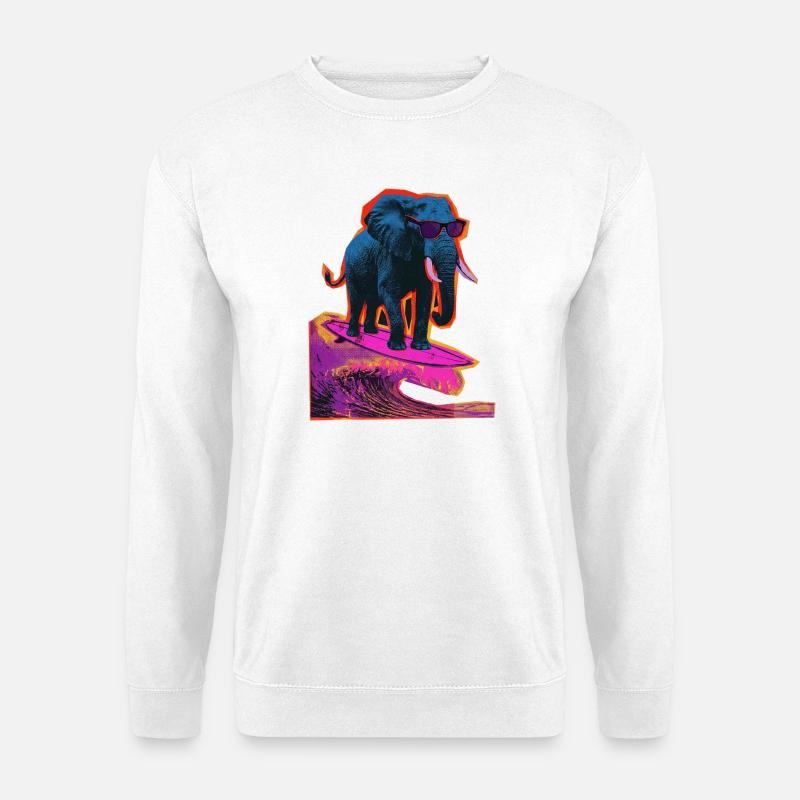 Elefant Surfen Wellenreiten - Unisex Pullover - Weiß