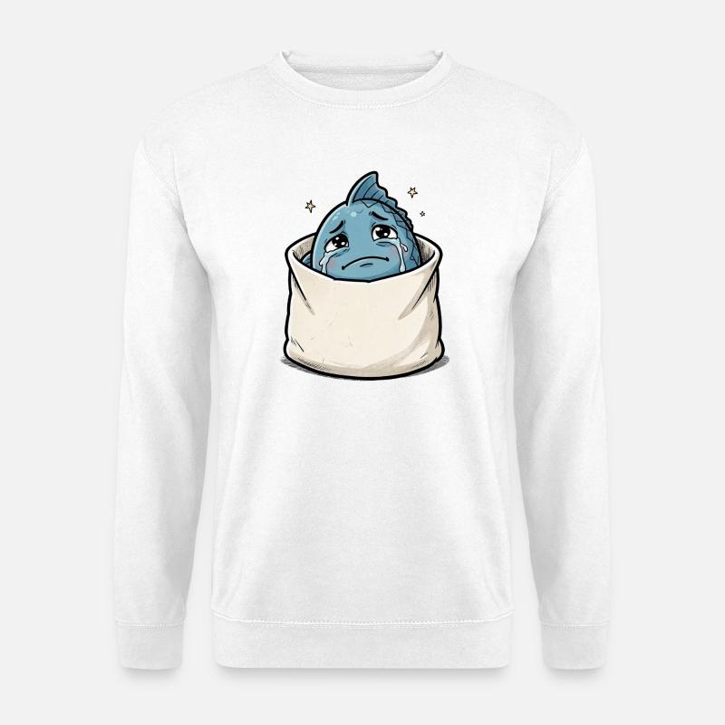 Meerestier fisch in Tasche traurig - Unisex Pullover - Weiß