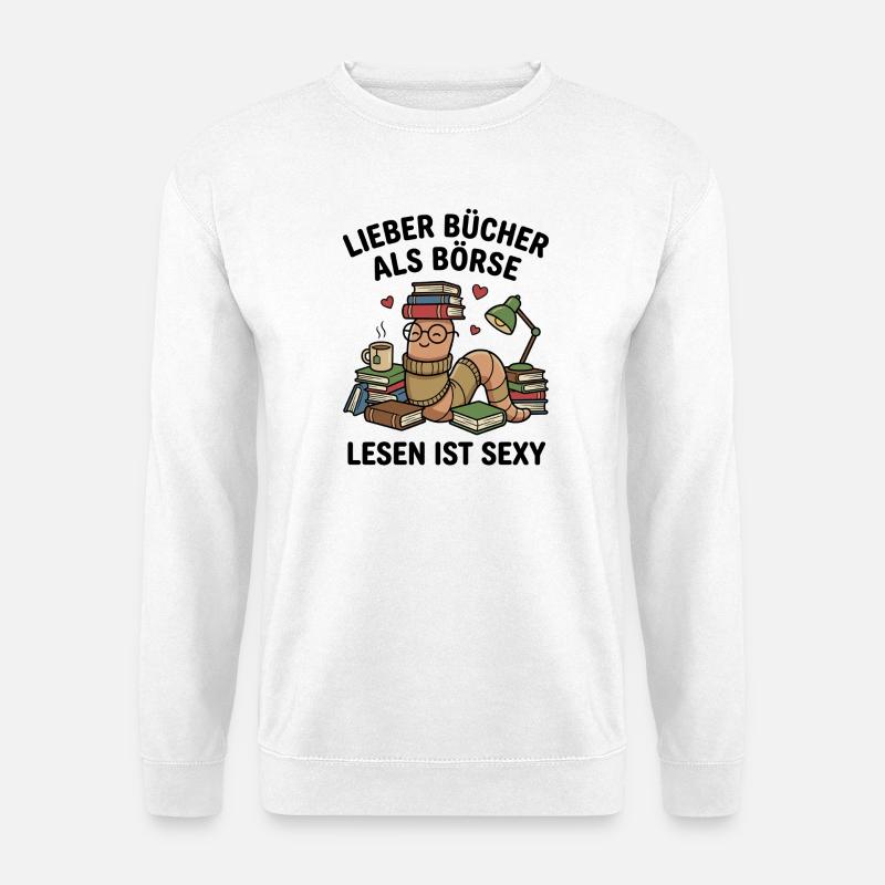 Bücherwurm Lesen Bücher Liebe - Unisex Pullover - Weiß