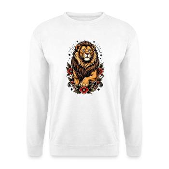 Inspiration florale du Lion - Sweat-shirt Unisexe - blanc - Devant