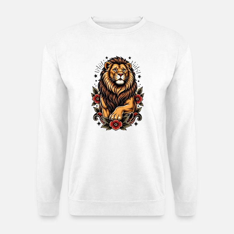 Löwe Floralinspiration - Unisex Pullover - Weiß