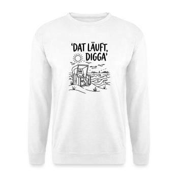 dat läuft digga strandkorb chillen urlaub meer  - Unisex Pullover - Weiß - Vorne