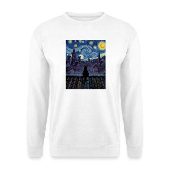 Chat noir sur le toit éclairé par la lune - Sweat-shirt Unisexe - blanc - Devant