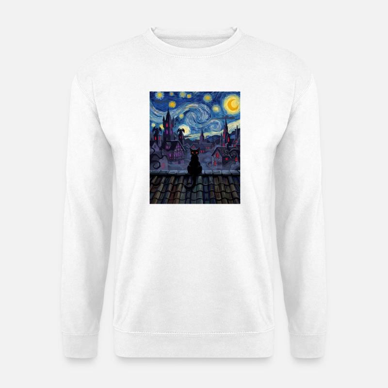 Moonlit Rooftop Cat Noir - Unisex Sweatshirt - white