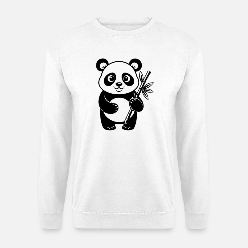 Panda mit Bambus - Unisex Pullover - Weiß