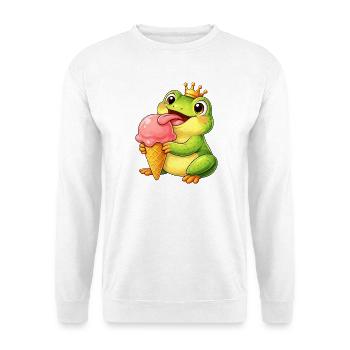 Süßer Frosch mit Eiskrone Sommer Eiscreme Cartoon - Unisex Sweatshirt - white - Front