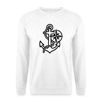 Anchor Wind Rose Maritime Logo - Unisex Sweatshirt - white - Front