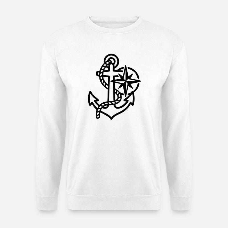 Anchor Wind Rose Maritime Logo - Unisex Sweatshirt - white