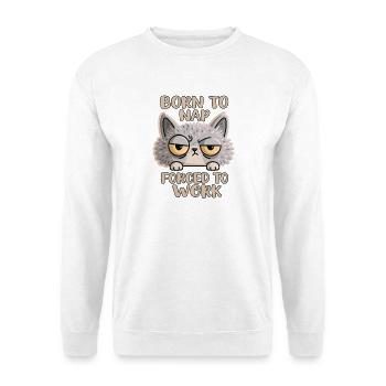 Chat fatigué né pour faire la sieste Forcé de travailler - Sweat-shirt Unisexe - blanc - Devant
