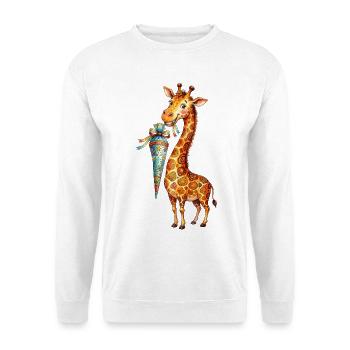 Giraffe mignonne rentrée à l’école avec un cornet d’école - Sweat-shirt Unisexe - blanc - Devant