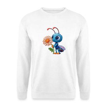 Biene im Stickerei-Look Blume Geschenk - Unisex Pullover - Weiß - Vorne