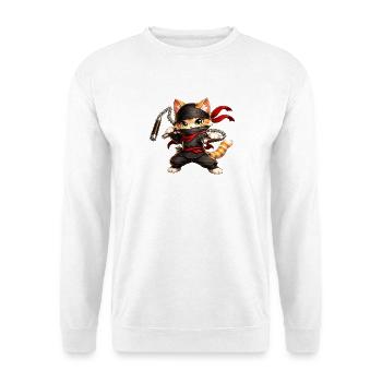Ninja Katze - Unisex Pullover - Weiß - Vorne