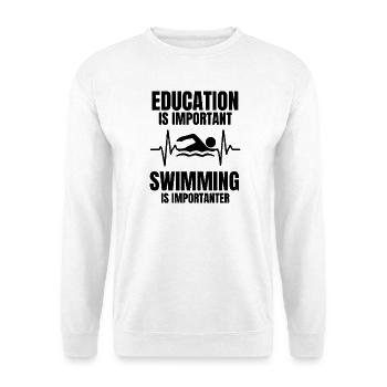 Lustiges Schwimmgeschenk für Schwimmer und Schwimmen - Unisex Pullover - Weiß - Vorne - Alina (178cm) & Michal (187cm)