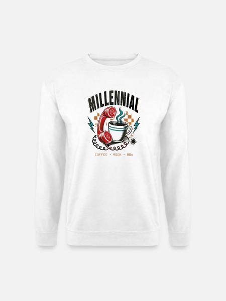Millennial Café Rock 80er - Unisex Pullover - Weiß